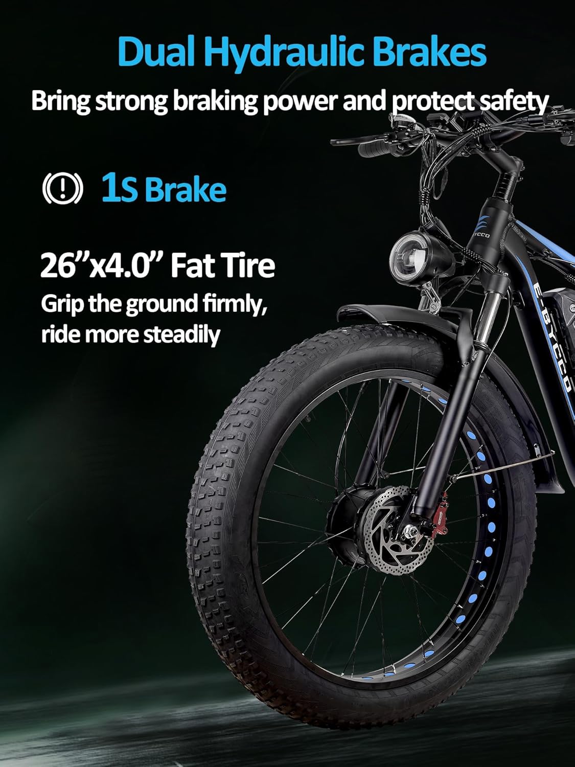 5000W Dual Motor Electric Bike for Adults, 52V 32AH, Up to 90Mile & 45MPH E-Bike All-Terrain Fat Tires Full Suspension 24/26 Inch Electric Bicycles Hydraulic Disc Brakes for Snow & Wet Roads - Image 4