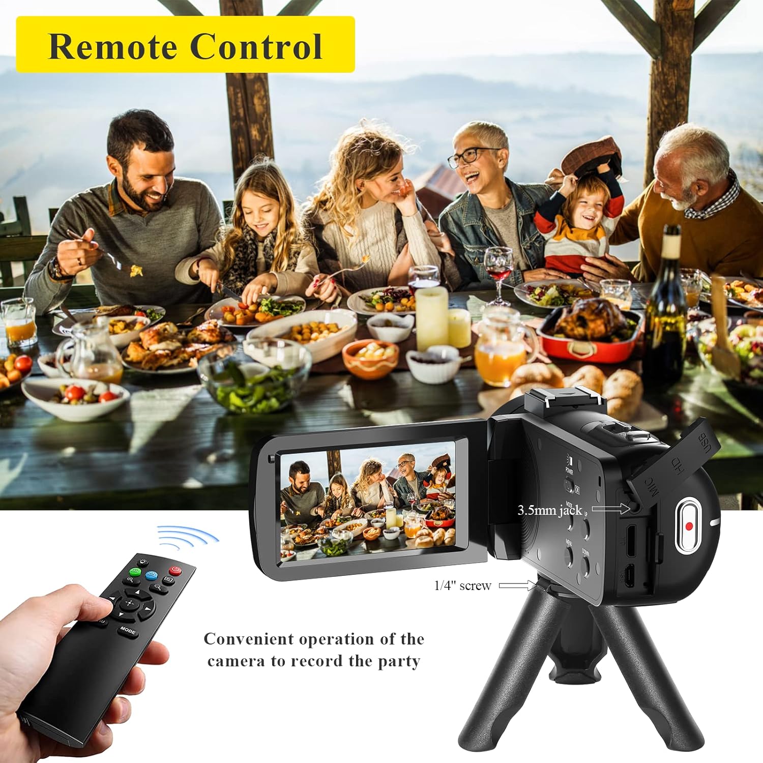 Video Camera, Full HD 1080P 30MP Camcorder, Vlogging Camera for YouTube with Infrared Night Vision, 18X Digital Zoom 3.0“ LCD Screen Digital Camera, Video Recorder with Remote Control and Battery - Image 6