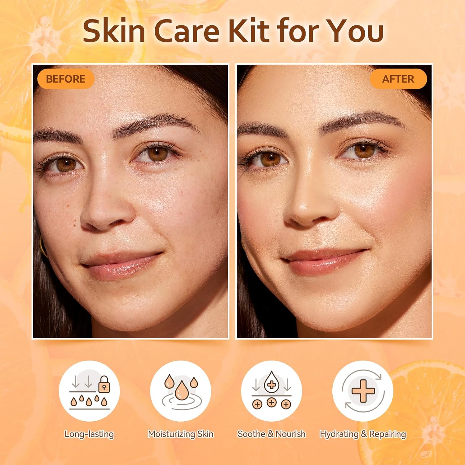 4-in-1 Vitamin C Skincare Kit for Women, Moisturizing & Hydrating Skincare Travel Kit, Face Care Gift Set with Facial Cleanser, Toner, Serum and Face Cream - Image 4