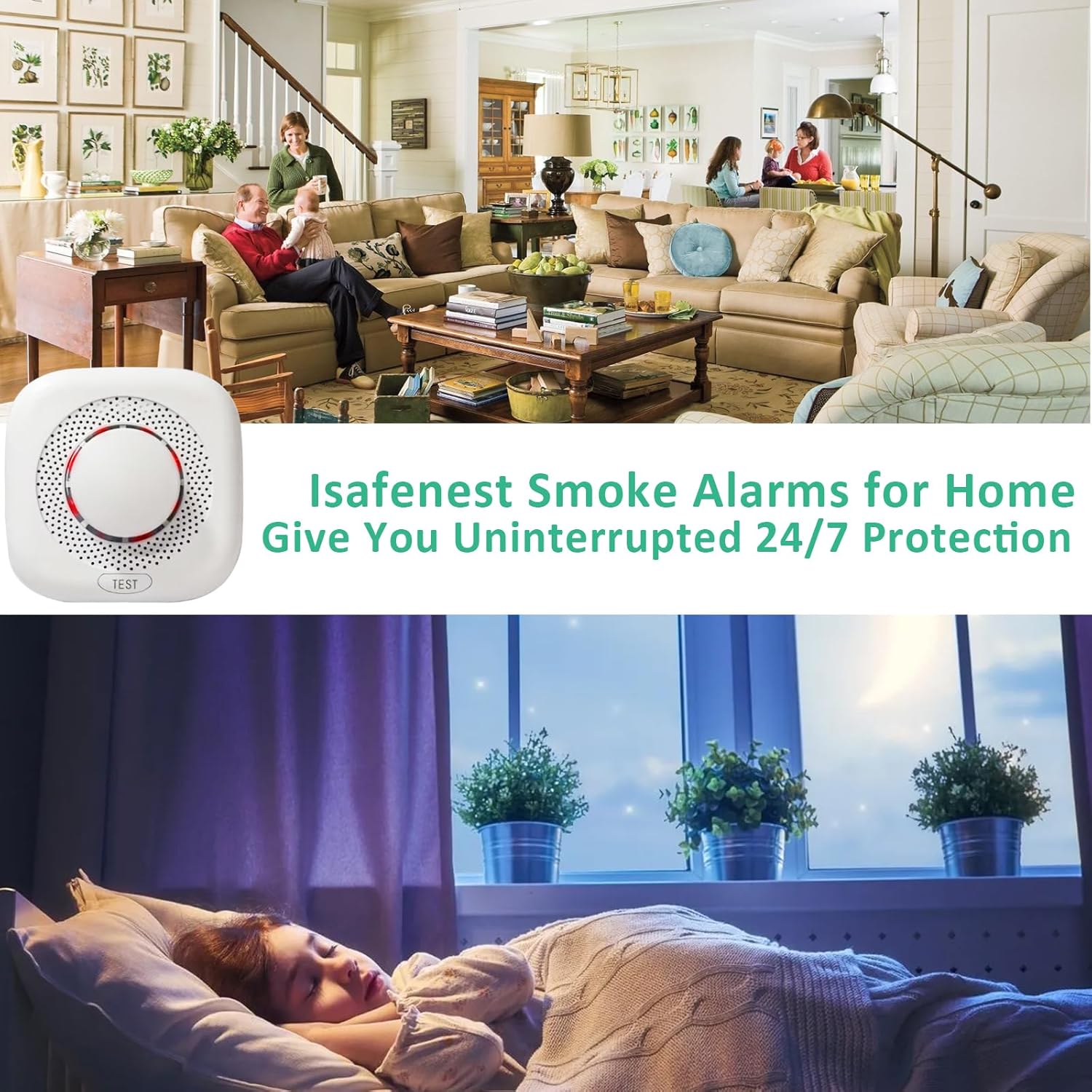 Optical Smoke Alarm with Advanced Photoelectric Technology,Battery Power Smoke Alarm Detector for Home with Test Button & Silence Button,1 Pack(Batteries NOT Included) - Image 5