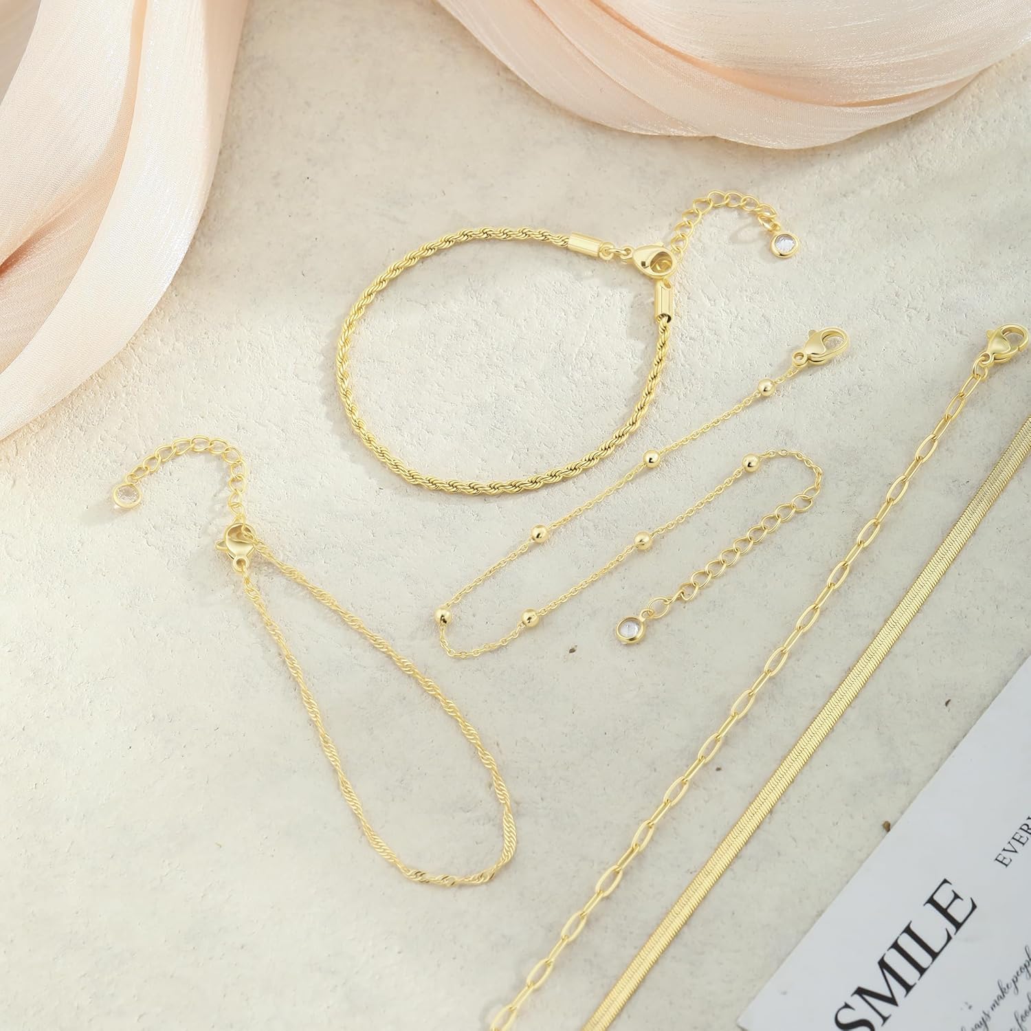 BERISO Gold Bracelets for Women, Elegant Adjustable 14K Gold Plated Bracelet for Women, Trendy Minimalist Dainty Gold Bracelet for Everyday Wear - Image 6