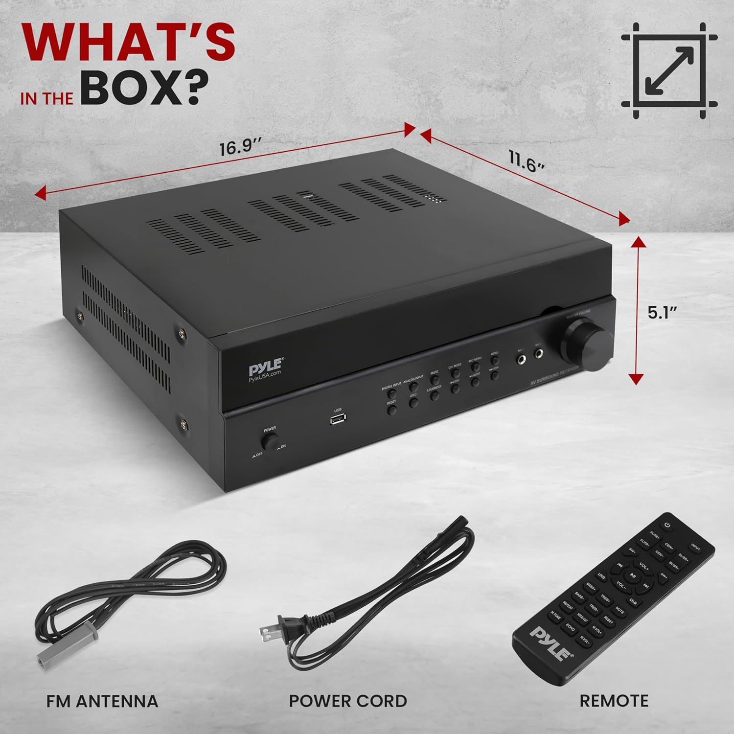 Pyle Bluetooth Home Theater Receiver Hi Fi Stereo System - 7.2 Channel Surround Sound Amplifier Entertainment System with ARC Support, MP3/USB/DAC/FM Radio, PMPO: 1200MAX - PT885BT - Image 7