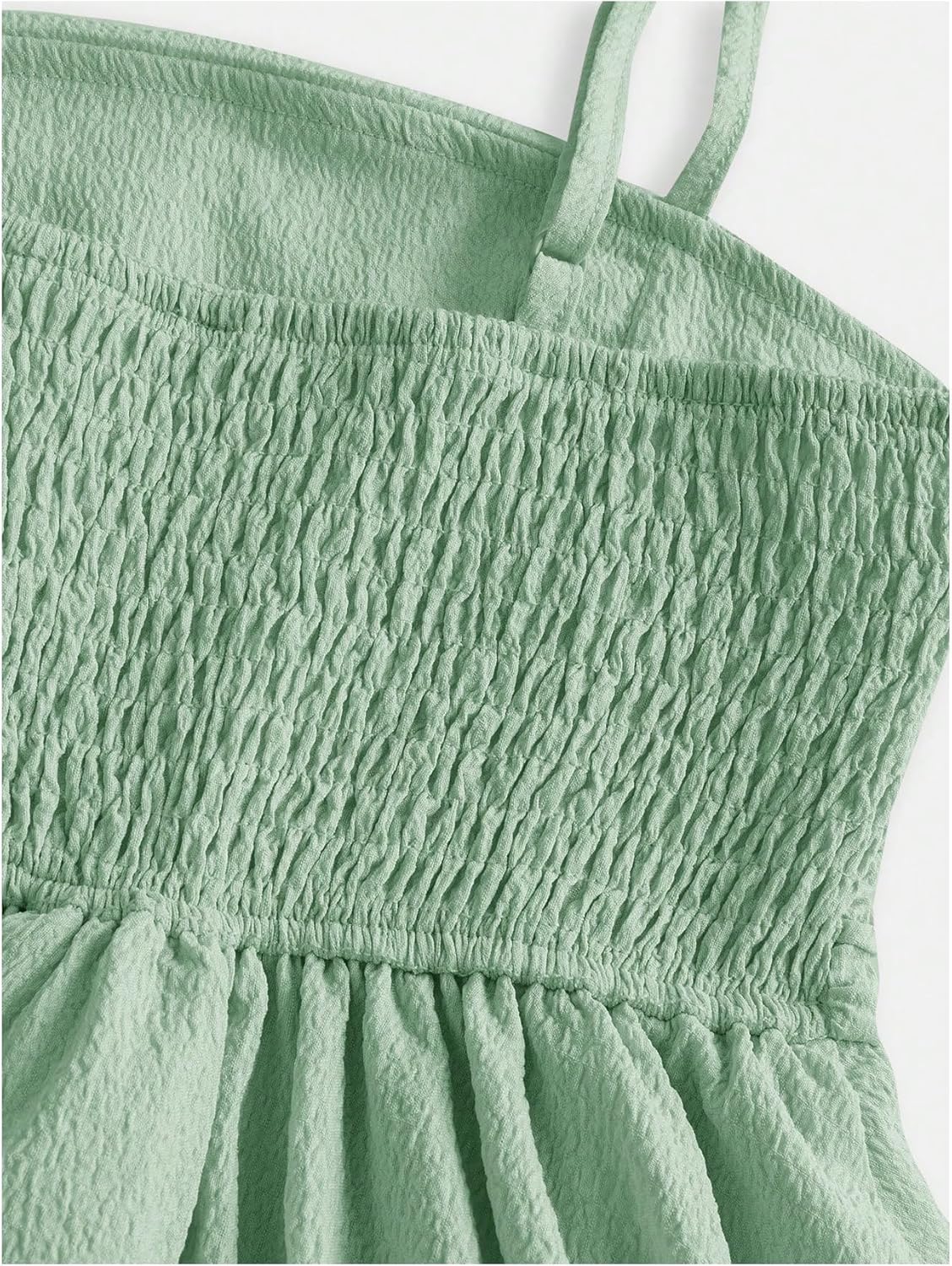SHENHE Girl's Smocked Ruched A Line Swing Dress Layered Tie Shoulder Flowy Cami Short Dress - Image 5
