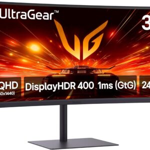 LG 34G630A-B 34-Inch Ultragear WQHD (3440 x 1440) Curved Gaming Monitor, 240Hz, 1ms, FreeSync Premium, DisplayHDR 400, Built-in Speaker, HDMI, DisplayPort, USB Type-C, Tilt/Height/Swivel Stand, Black
