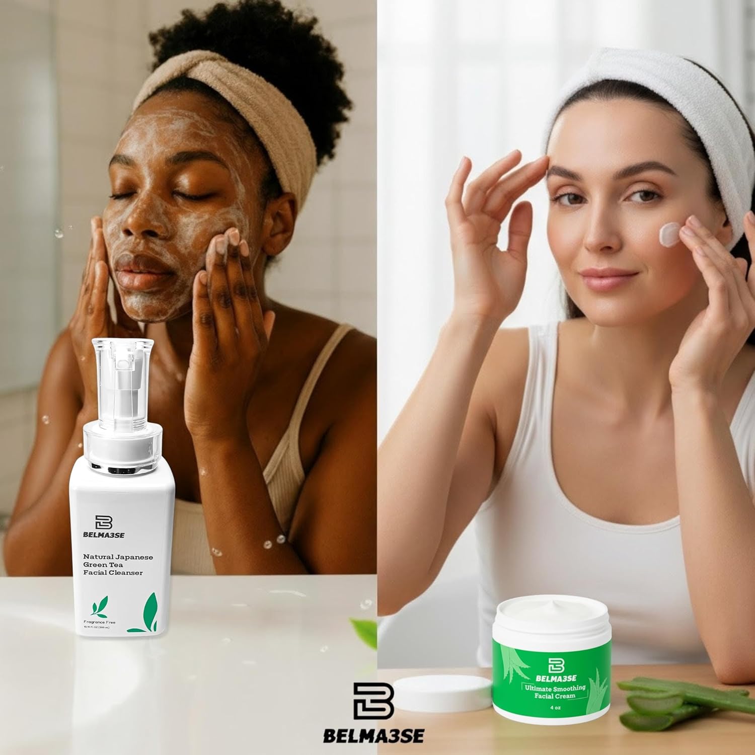 Green Tea Cleanser 10.14 Fl Oz and Hydrating Facial Cream 4 Oz Set – Clean Beauty Routine with Aloe, Cucumber, Coconut Oil & Vitamin E – Lightweight, Vegan & Cruelty-Free - Image 7