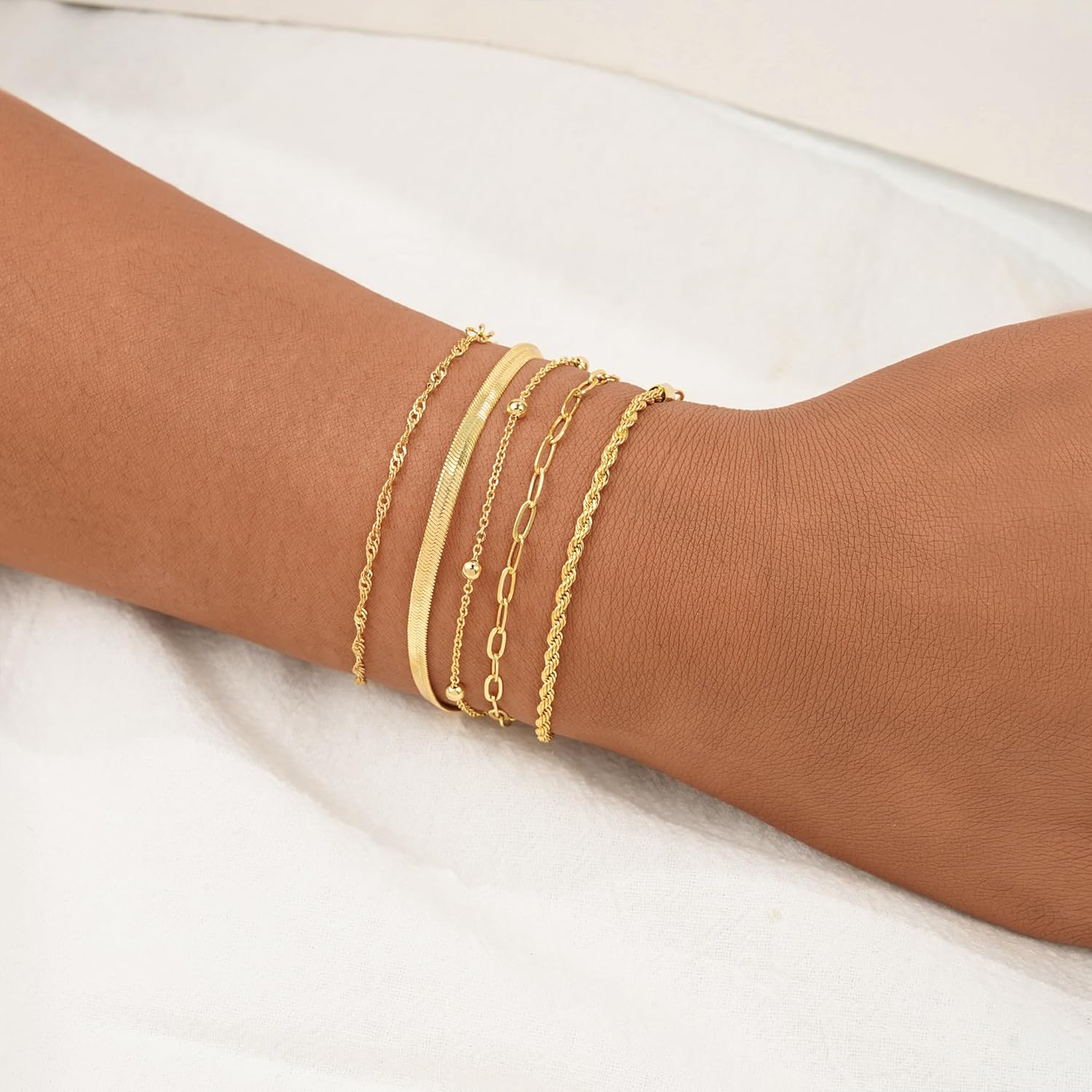 BERISO Gold Bracelets for Women, Elegant Adjustable 14K Gold Plated Bracelet for Women, Trendy Minimalist Dainty Gold Bracelet for Everyday Wear - Image 3