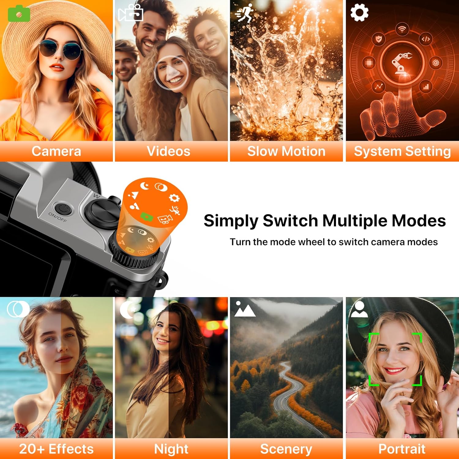 4K Digital Camera for Photography 64MP WiFi Vlogging Camera for YouTube Autofocus 3" 180° Flip Screen 16X Zoom Compact Travel Cameras with Anti-Shake, SD Card, 2 Batteries & Battery Charger - Image 7