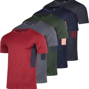 Real Essentials 5 Pack: Youth Dry-Fit Wicking Active Athletic Performance Short Sleeve T-Shirt Boys & Girls Shirts