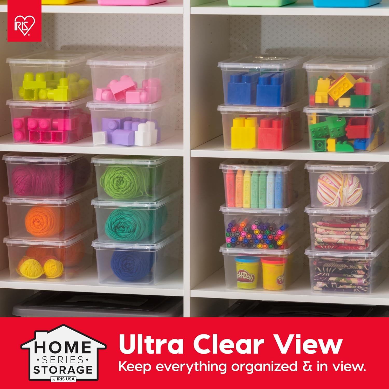 IRIS USA 20-Pack Storage Bins with Lids, 6 Quart, Shoe Boxes Clear Stackable Containers Organize Shoes Closet Shelves, Classroom Organization Teacher Tools, Game Storage - BPA-Free Plastic - Image 4