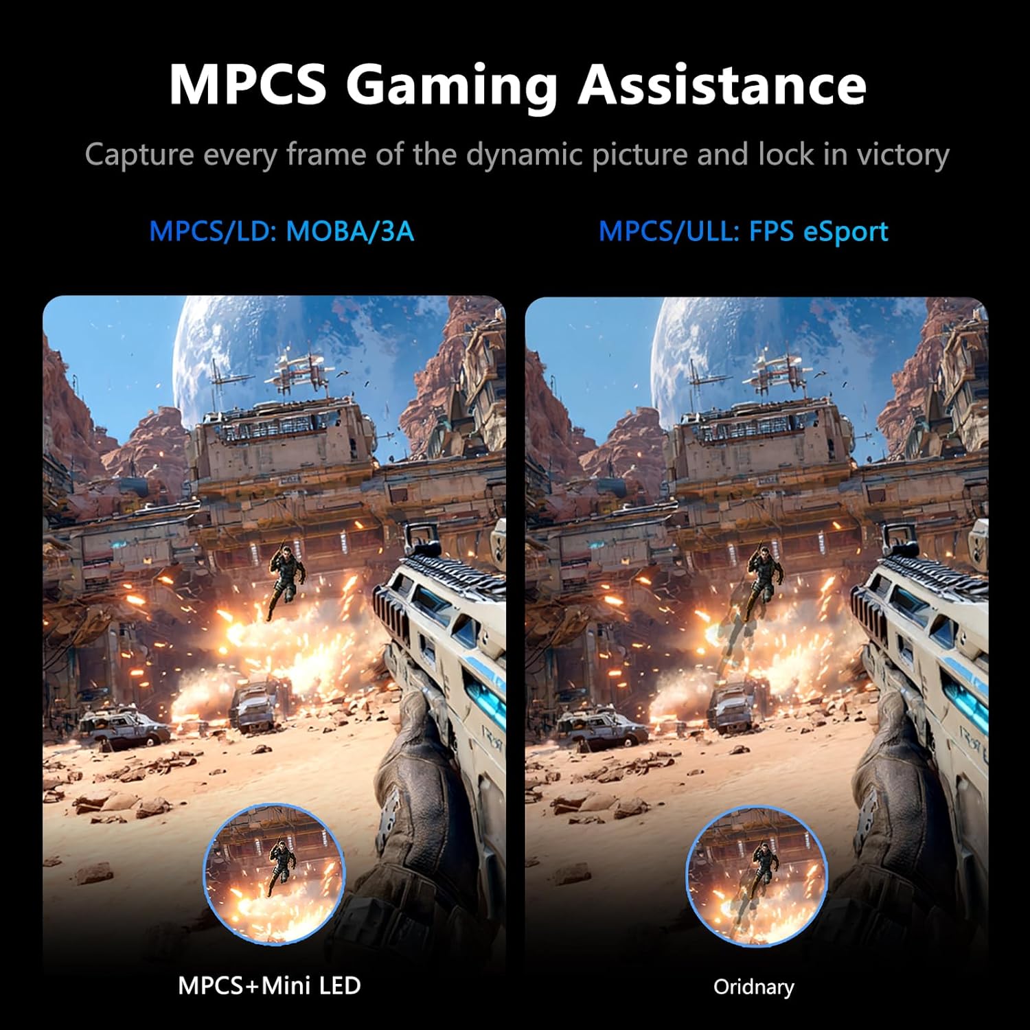 INNOCN 27" 2K QHD 2560 x 1440P 320Hz Monitor, Gaming Console Ready, Mini-LED Precisely Dimming, Monitor for Mac, HDR1000, 1ms, MPCS/ULL, FPS, HDMI 2.1, DP, Speaker, Pivot Adjustable Stand - GA27T1M - Image 3