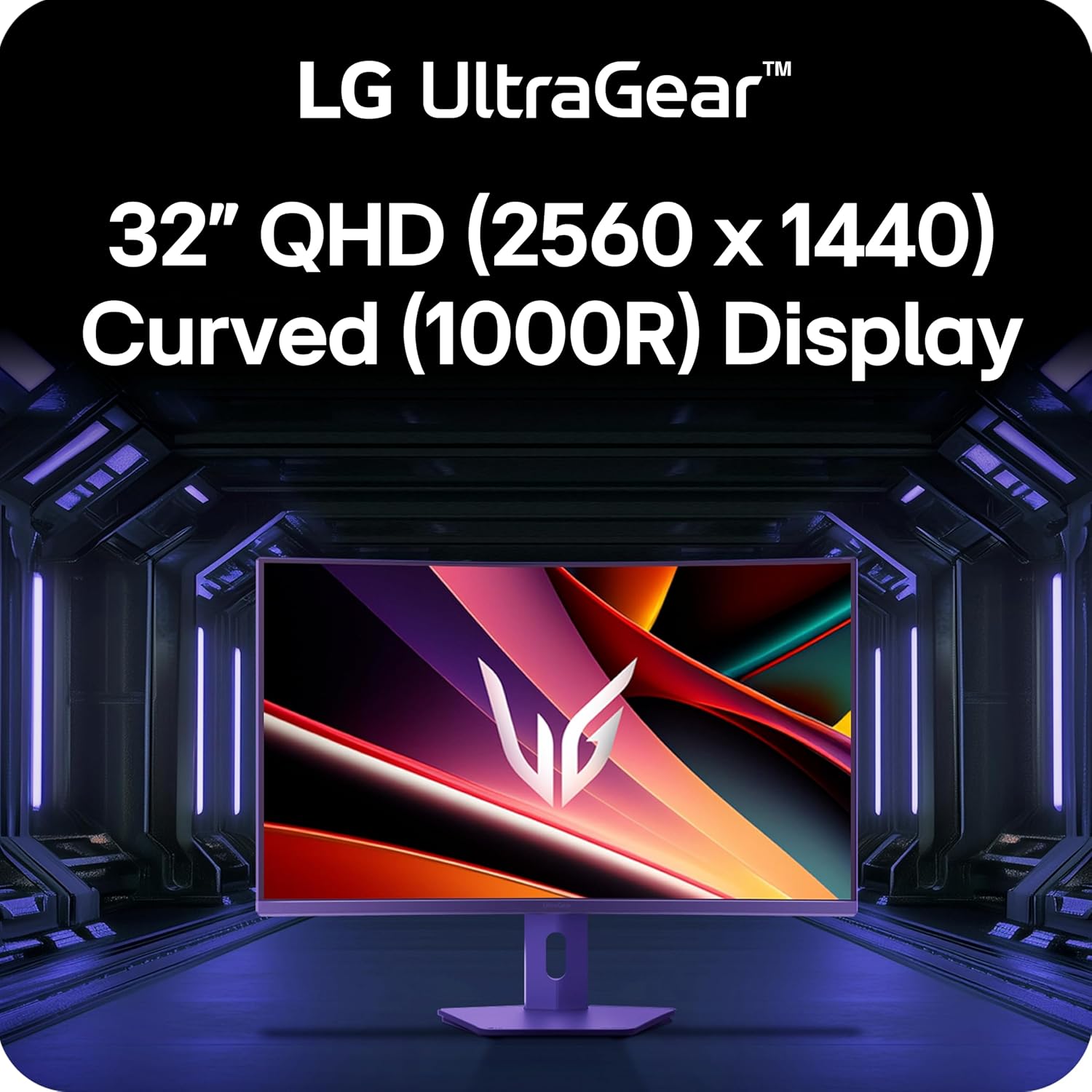 LG 32G600A-B 32-inch Ultragear QHD (2560 x 1440) Curved Gaming Monitor, 180Hz, 1ms, AMD FreeSync, HDMI, DisplayPort, Tilt/Height/Swivel Adjustable Stand, Black - Image 2
