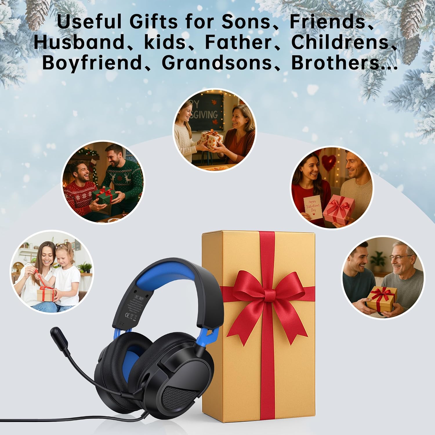 Gaming Headset for PS5、PS5Pro、PS4、Xbox Series X、Xbox Series S/One、PC 207g Headset with Clear Mic for Work 𝟐𝟎𝟐𝟔 𝐔𝐩𝐠𝐫𝐚𝐝𝐞 Wired Gaming Headphones with Mic、3.5mm Splitter、79in Cable.Gamer Gifts - Image 2