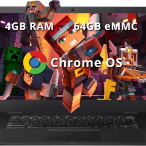 ASUS CX1500CNA Chromebook 15.6″ HD Laptop, Intel Celeron N3350 Processor, 4GB RAM, 64GB eMMC Flash Memory, Intel HD Graphics, HD Webcam, Stereo Speakers, Chrome OS, Black, (renewed)