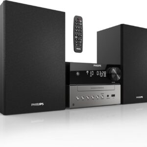 Philips Bluetooth Stereo System for Home with CD Player for Home, Wireless Streaming, MP3, USB, Audio in, FM Radio, 15W, Micro Music Sound System