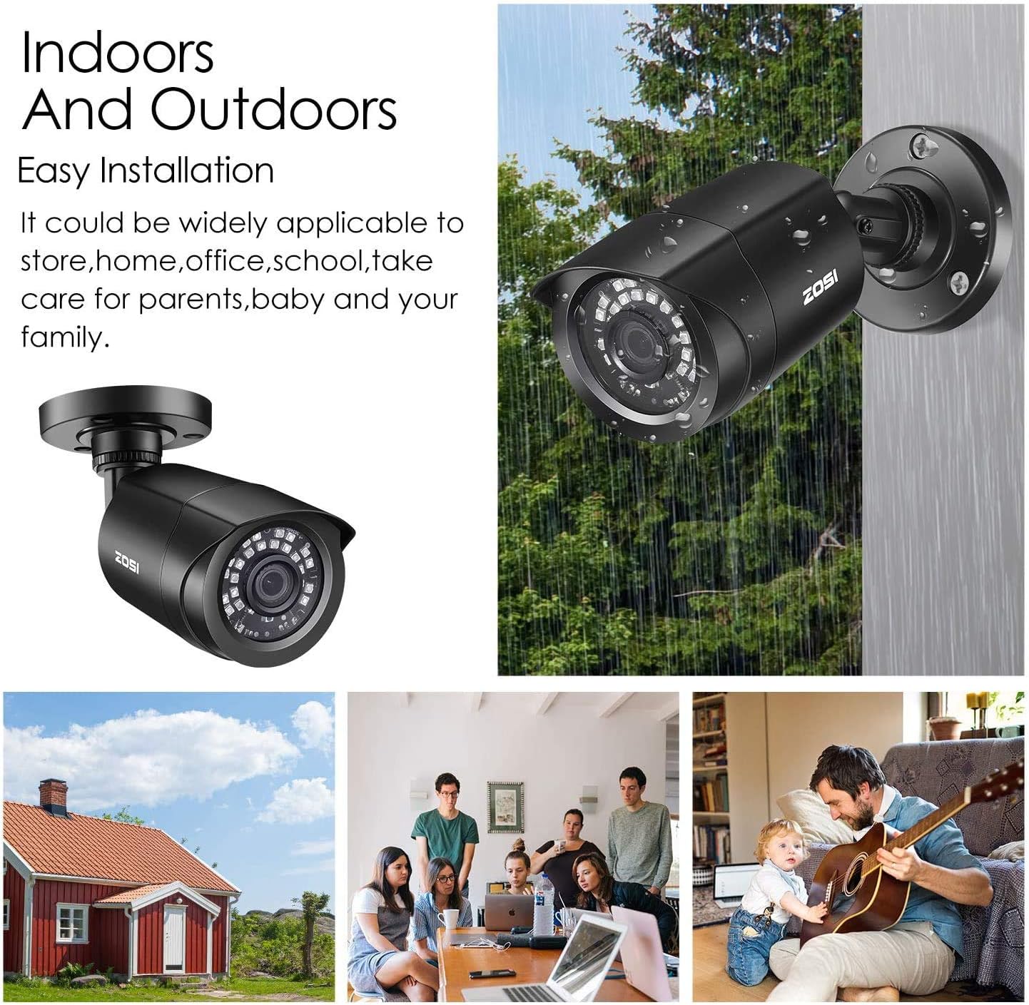 ZOSI 1080P 4 Pack HD TVI Security Cameras, 80ft Night Vision, Outdoor Indoor Weatherproof Bullet Camera for 1080P/5MP/4K HD TVI Analog CCTV DVR System - Image 3