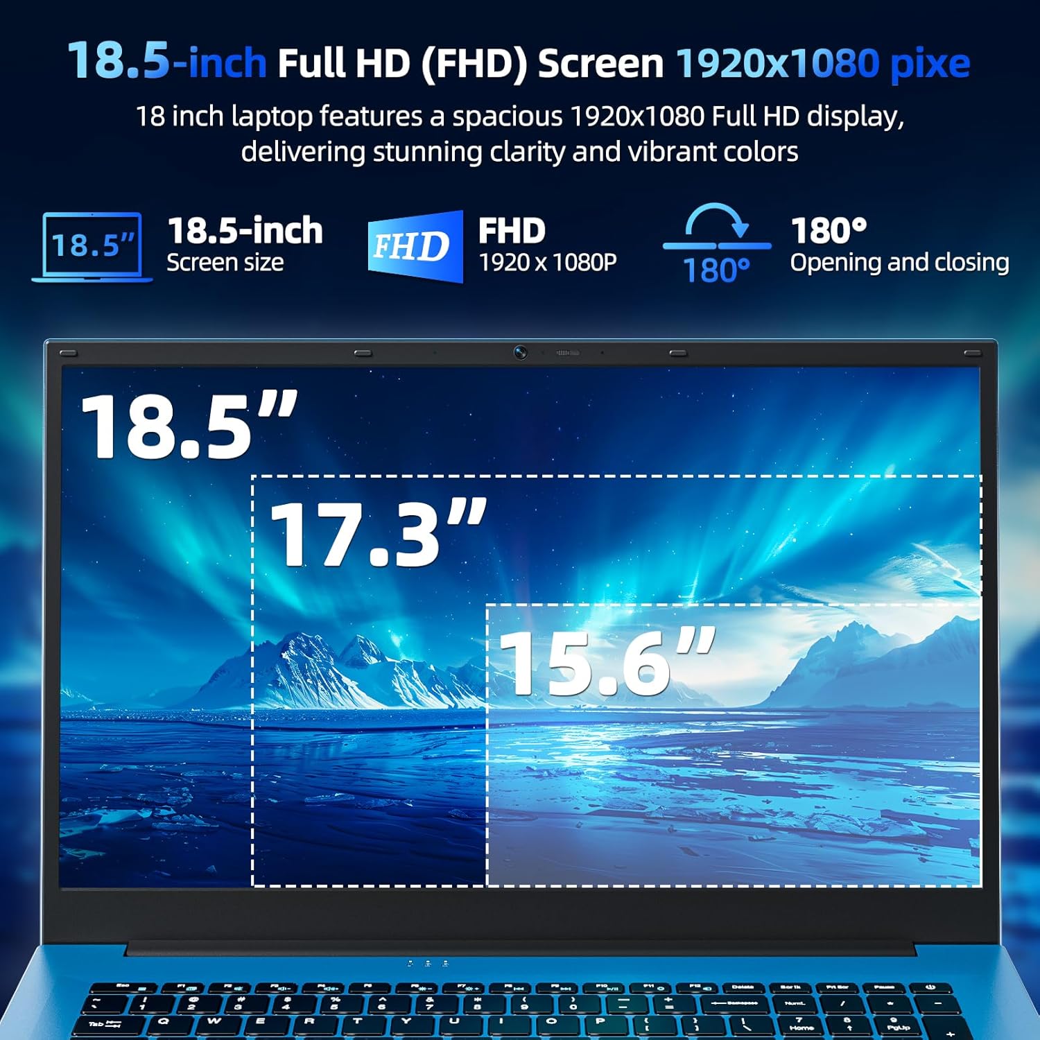 SGIN Windows 11 Laptop, 18.5 Inch Laptops with 16GB RAM 1024GB SSD, Office 365, Celeron N5095 Quad-Core(Up to 2.9GHz), Cooling Fan, WiFi 6, 8000mAh, HDMI, Business Student Computer for Work, School - Image 3