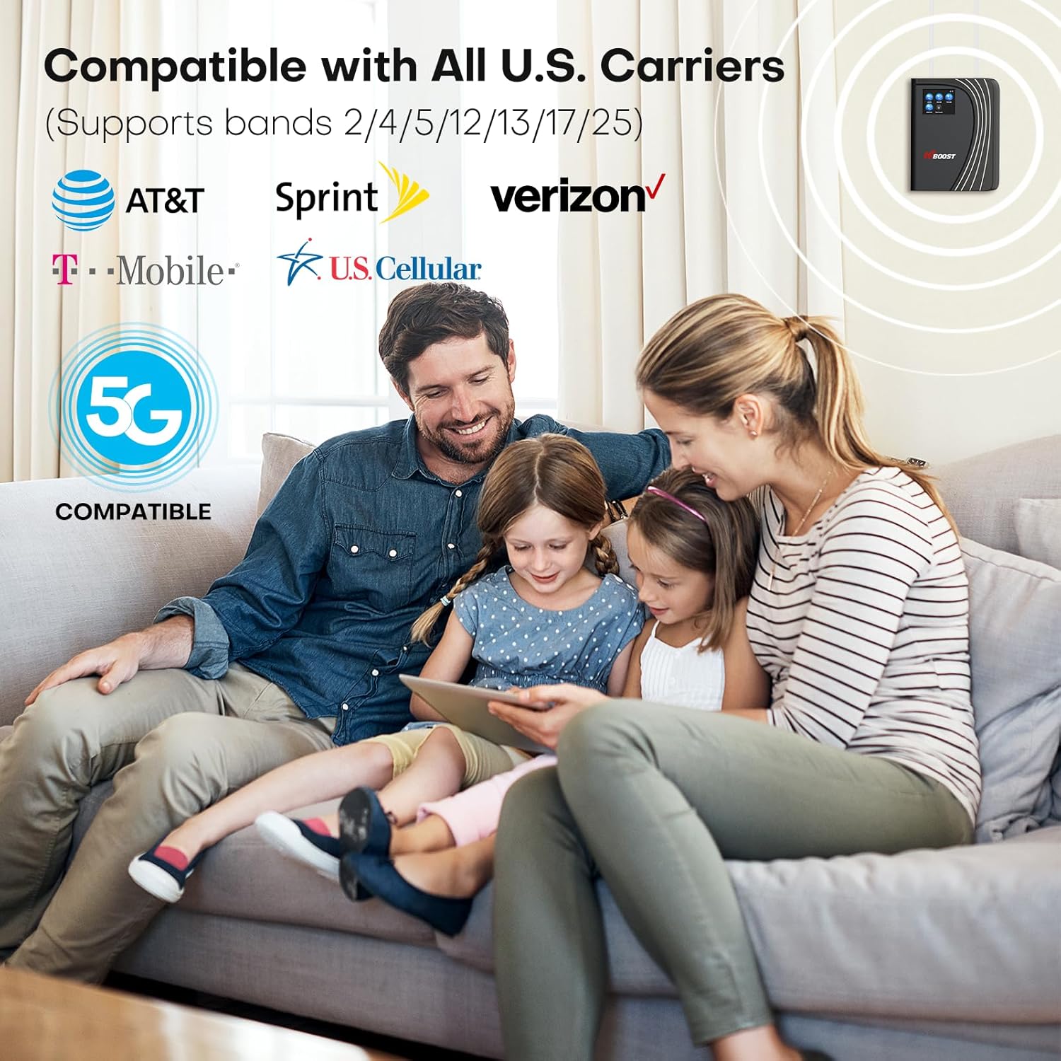 Cell Phone Booster for Home Office, Cover to 8,000 Sq Ft Signal Booster 4G LTE Compatible 5G with LCD Touch Screen 70dB Gain for All U.S. Carriers Verizon, AT&T, T-Mobile, App Support, FCC Approved - Image 4