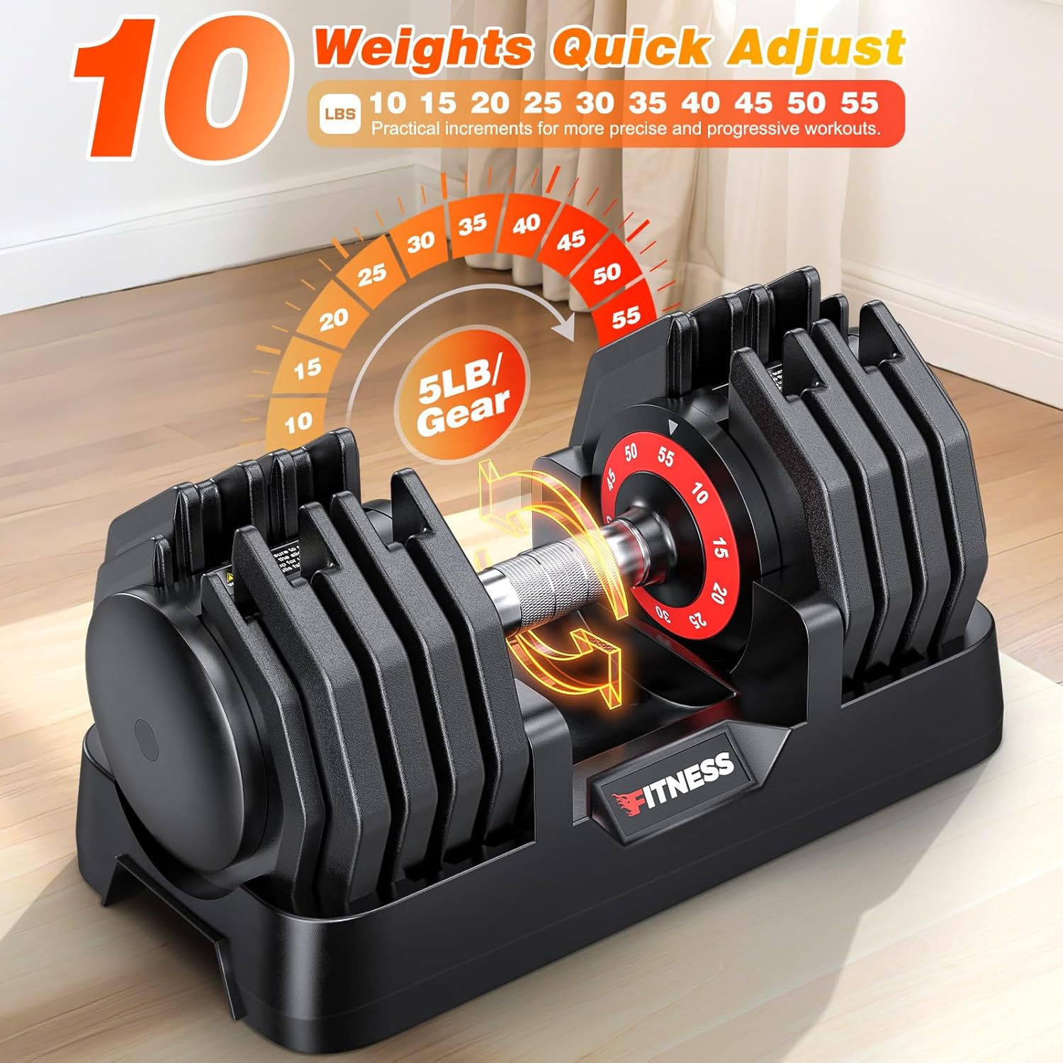 XDDIAS Adjustable Dumbbell Set of 2, 25/55/80LB Dumbbell Set-Fast Adjust Weights Set, 5/10/16 in 1 Free Weights Dumbbells Set with Anti-Slip Metal Handle, Compact Size for Men/Women Home Gym Equipment - Image 2