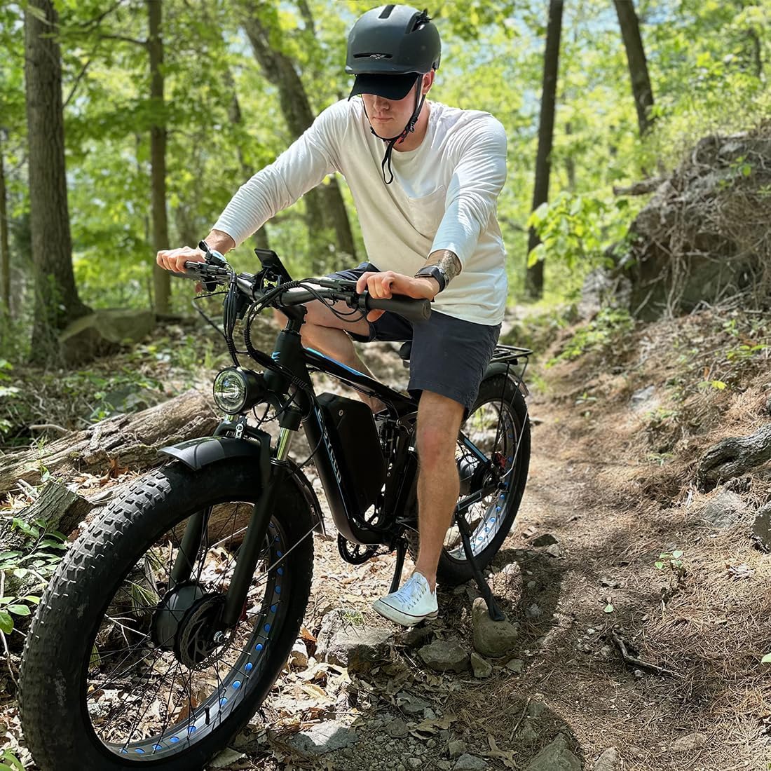 5000W Dual Motor Electric Bike for Adults, 52V 32AH, Up to 90Mile & 45MPH E-Bike All-Terrain Fat Tires Full Suspension 24/26 Inch Electric Bicycles Hydraulic Disc Brakes for Snow & Wet Roads - Image 8