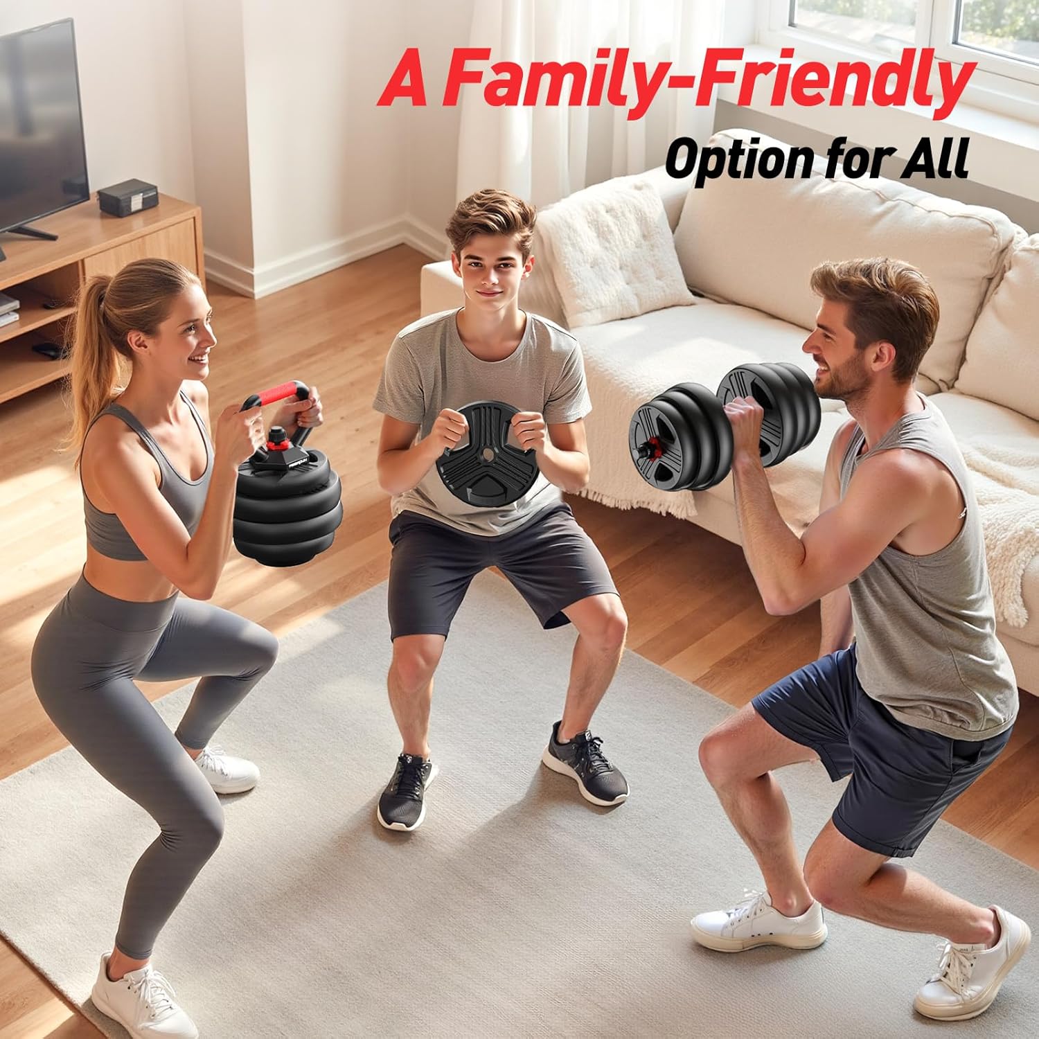 Adjustable dumbbell set,20/35/45/55/70/90lbs Free Weights set with upgraded nut, 5 in 1 Weight Set Used as Kettlebells, Barbell, Push up Stand, Fitness Exercise for Home Gym Suitable Men/Women - Image 7