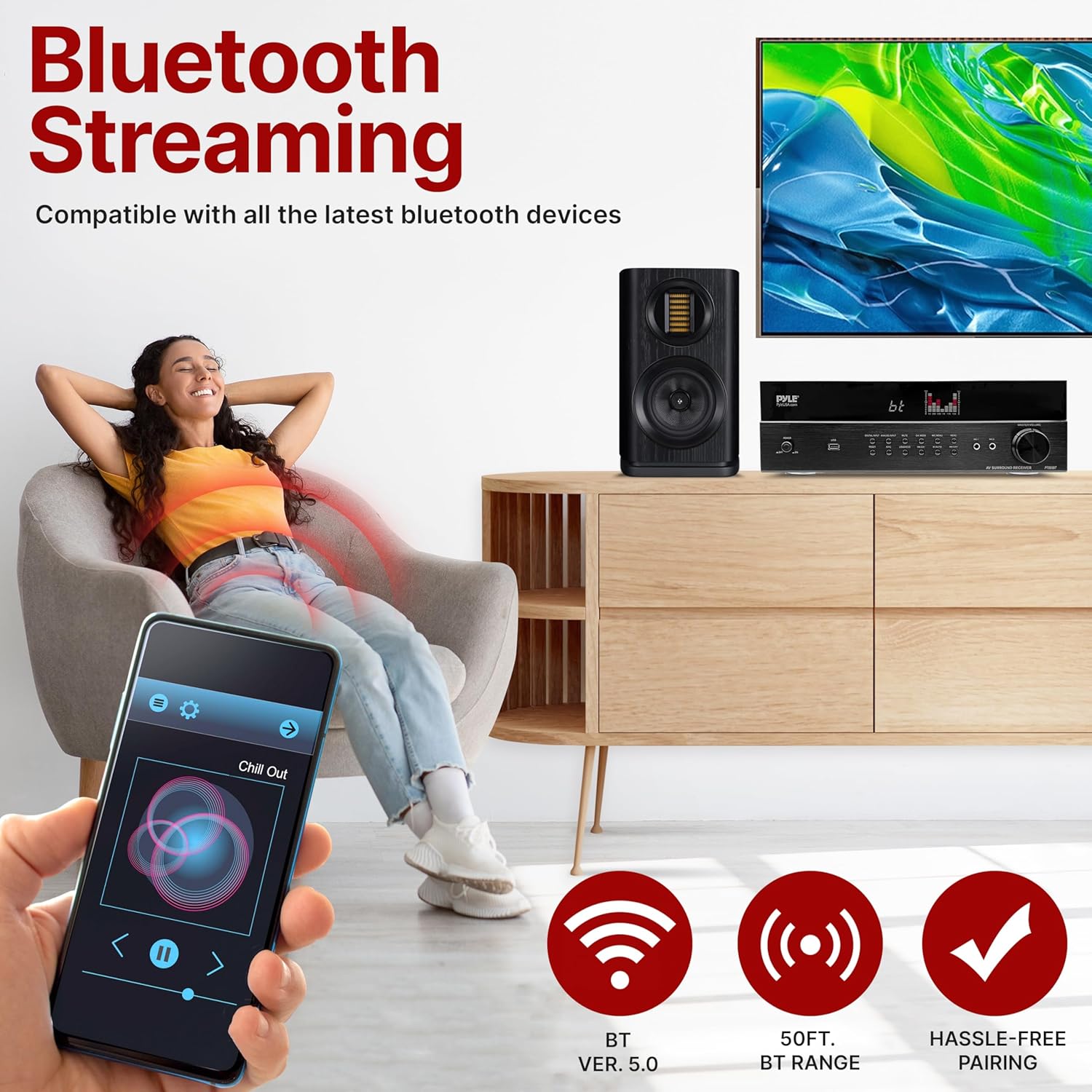 Pyle Bluetooth Home Theater Receiver Hi Fi Stereo System - 7.2 Channel Surround Sound Amplifier Entertainment System with ARC Support, MP3/USB/DAC/FM Radio, PMPO: 1200MAX - PT885BT - Image 4