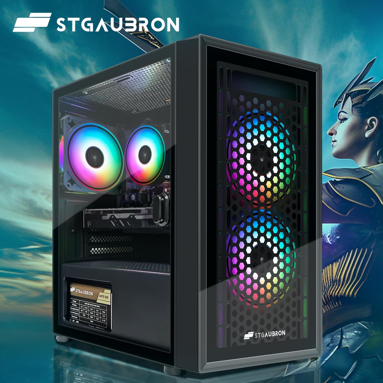 STGAubron Gaming PC Computer Desktop, Radeon RX 560 4G GDDR5, Intel Core i5 up to 3.6G, 16G RAM, 512G SSD, WiFi 6, BT 5.0, RGB Fan x 3, Windows 11 Home - Image 4