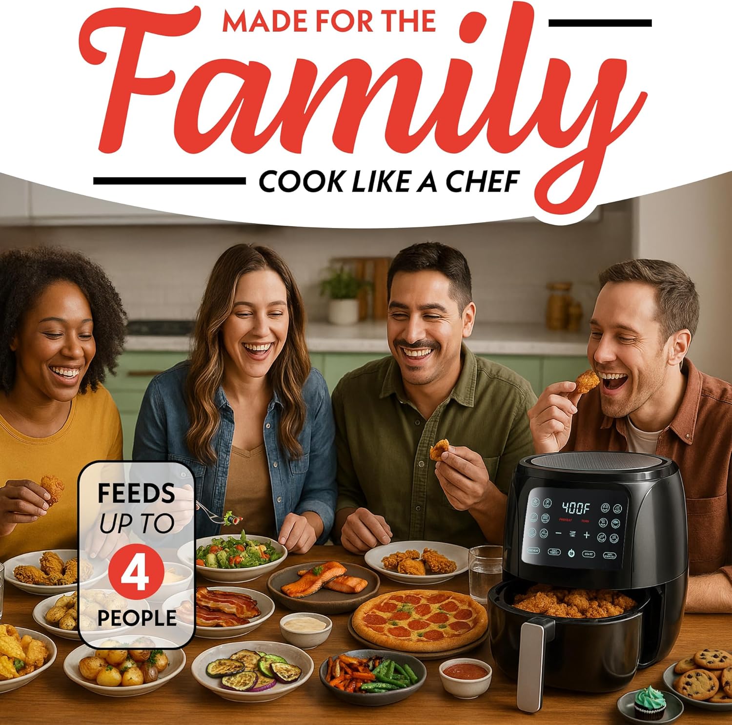 Gourmia Air Fryer Oven Digital Display 4 Quart Large AirFryer Cooker 12 1-Touch Cooking Presets, Black and Stainless Steel Accents Fry Force GAF486 - Image 8