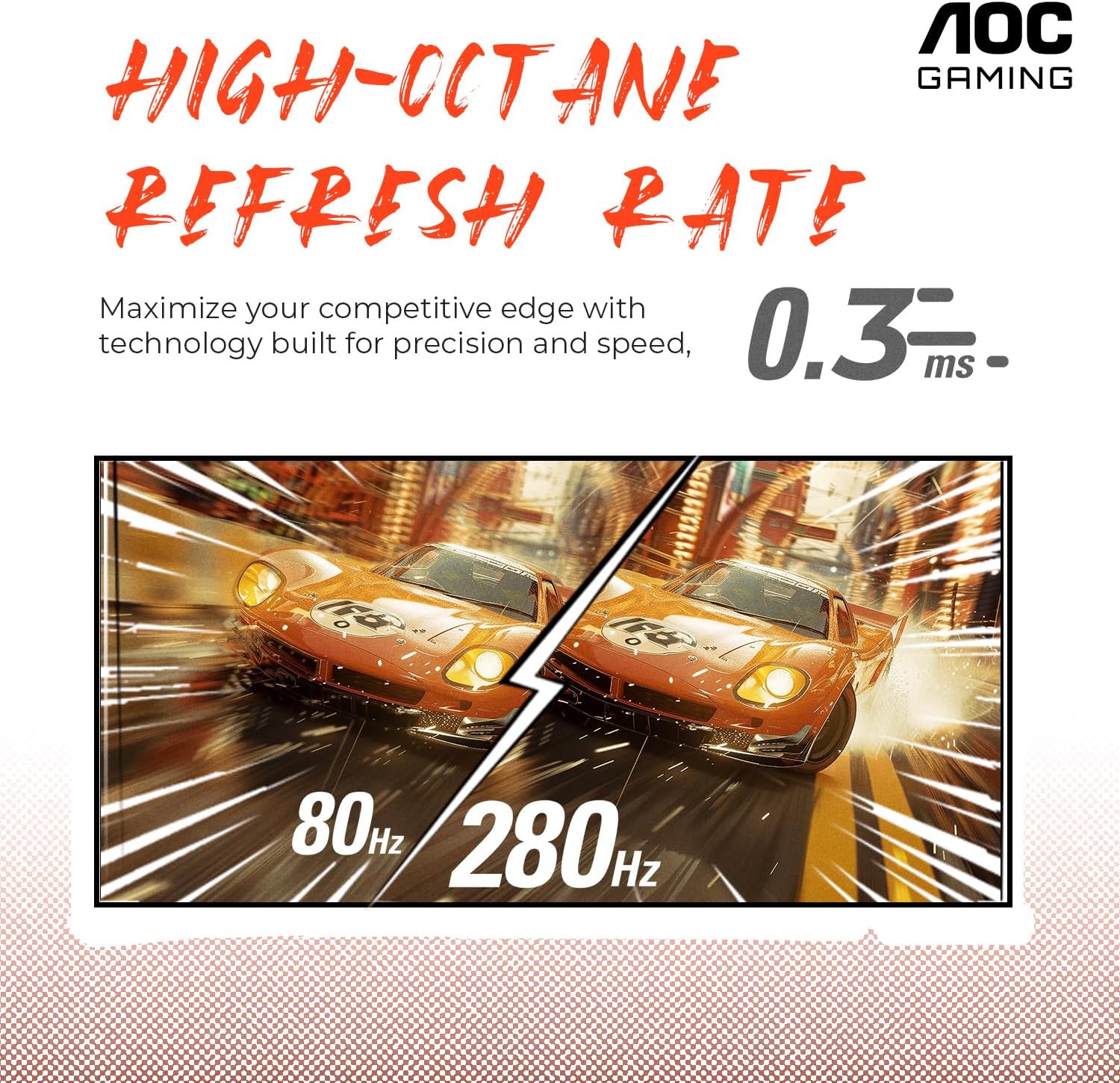 AOC C27G4ZH 27" Curved Frameless Ultra-Fast Gaming Monitor, FHD 1080p, 0.3ms HDMI 240Hz/DP 280Hz, 1500R, AMD FreeSync, HDR, Height Adjustable, 3-Year Zero Dead Pixel Guarantee - Image 3