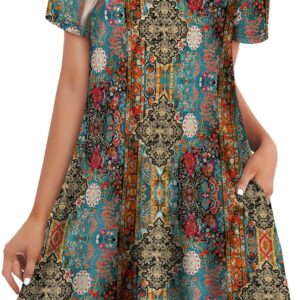 WIHOLL Dresses for Women Casual T Shirt Sun Dress Loose Fit with Pockets Beach Vacation Clothes