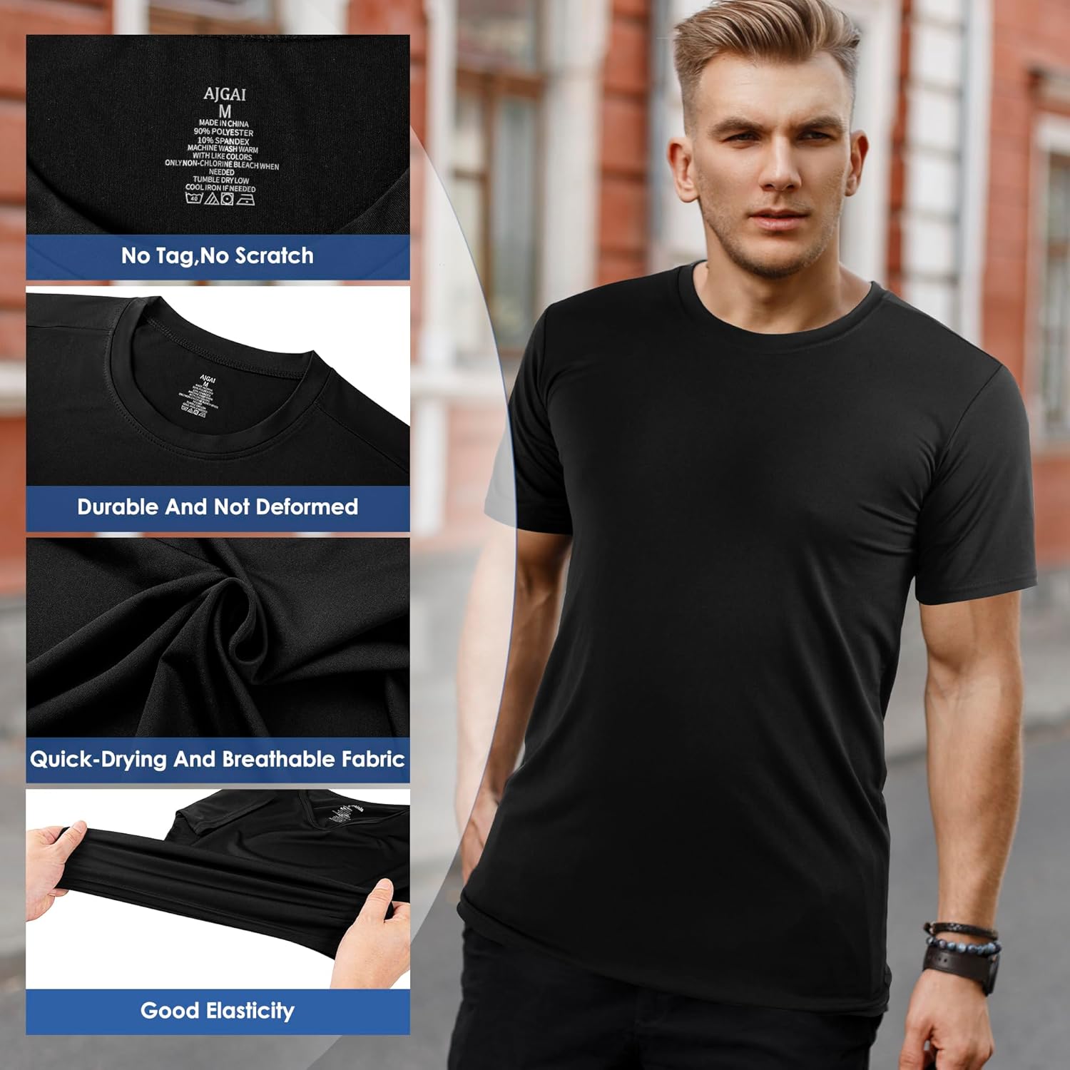 2&5 Pack Men's Sports T Shirts,Crew Neck Breathable Quick-Dry Short Sleeve, Lightweight Gym Tee for Athletic Running Casual - Image 5