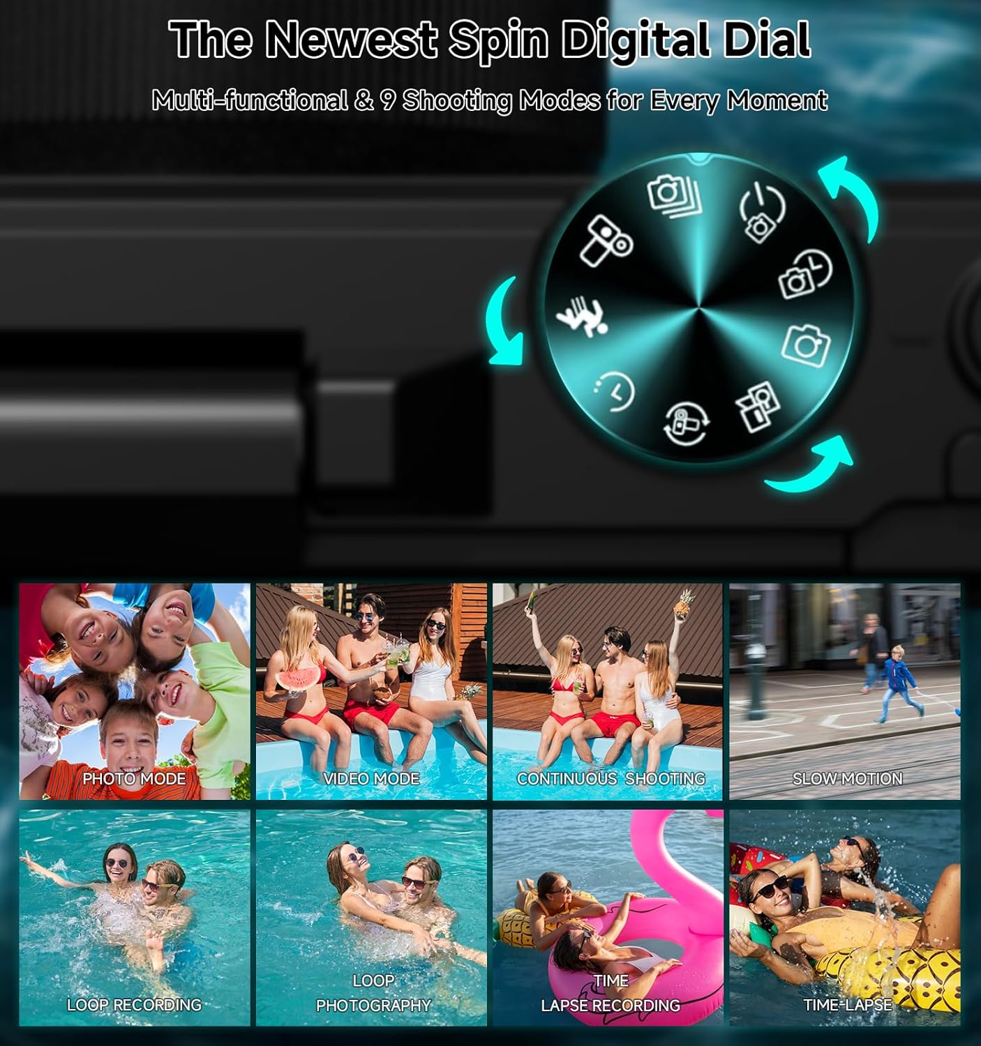 Digital Camera, UHD 5K Travel Camera 80MP Compact Cameras with 18X Zoom Vlogging Camera for YouTube with Flip Screen 3" 180° Video Cameras with 64GB SD Card for Beginners & Adults (Black) - Image 4