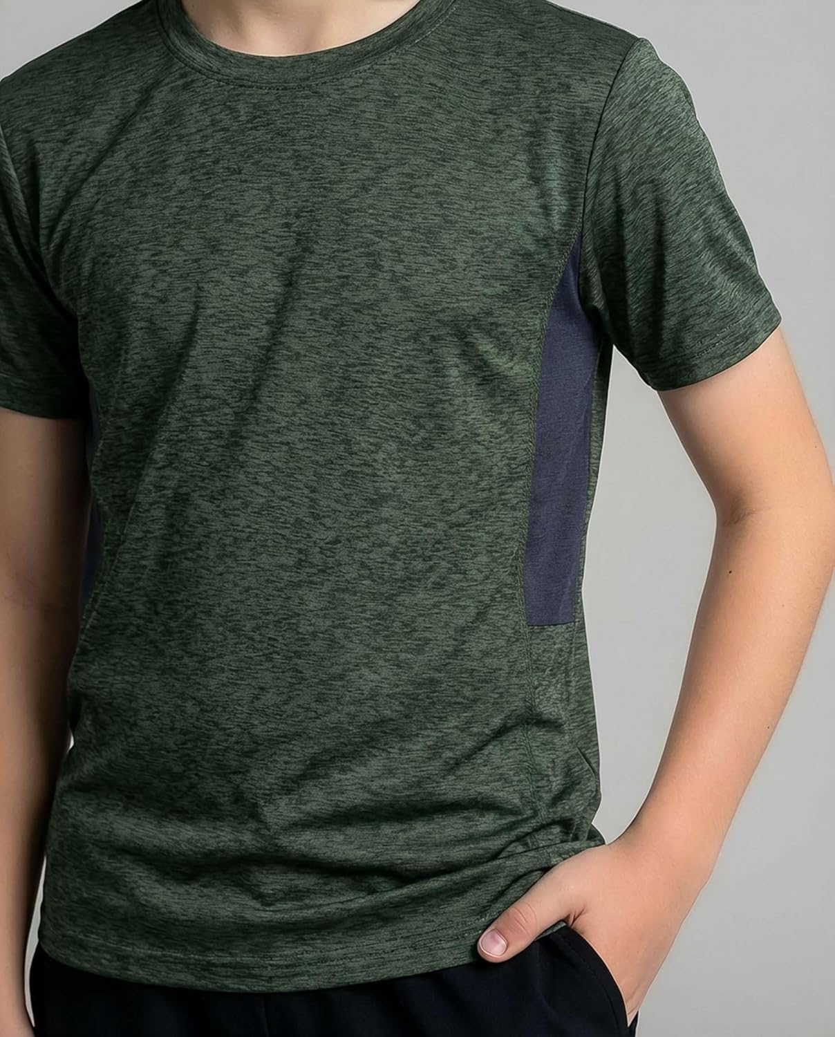 Real Essentials 5 Pack: Youth Dry-Fit Wicking Active Athletic Performance Short Sleeve T-Shirt Boys & Girls Shirts - Image 2