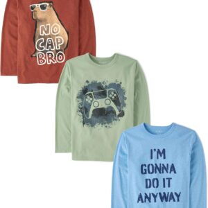 The Children’s Place Boys Gamer Long Sleeve Graphic T-Shirts,multipacks