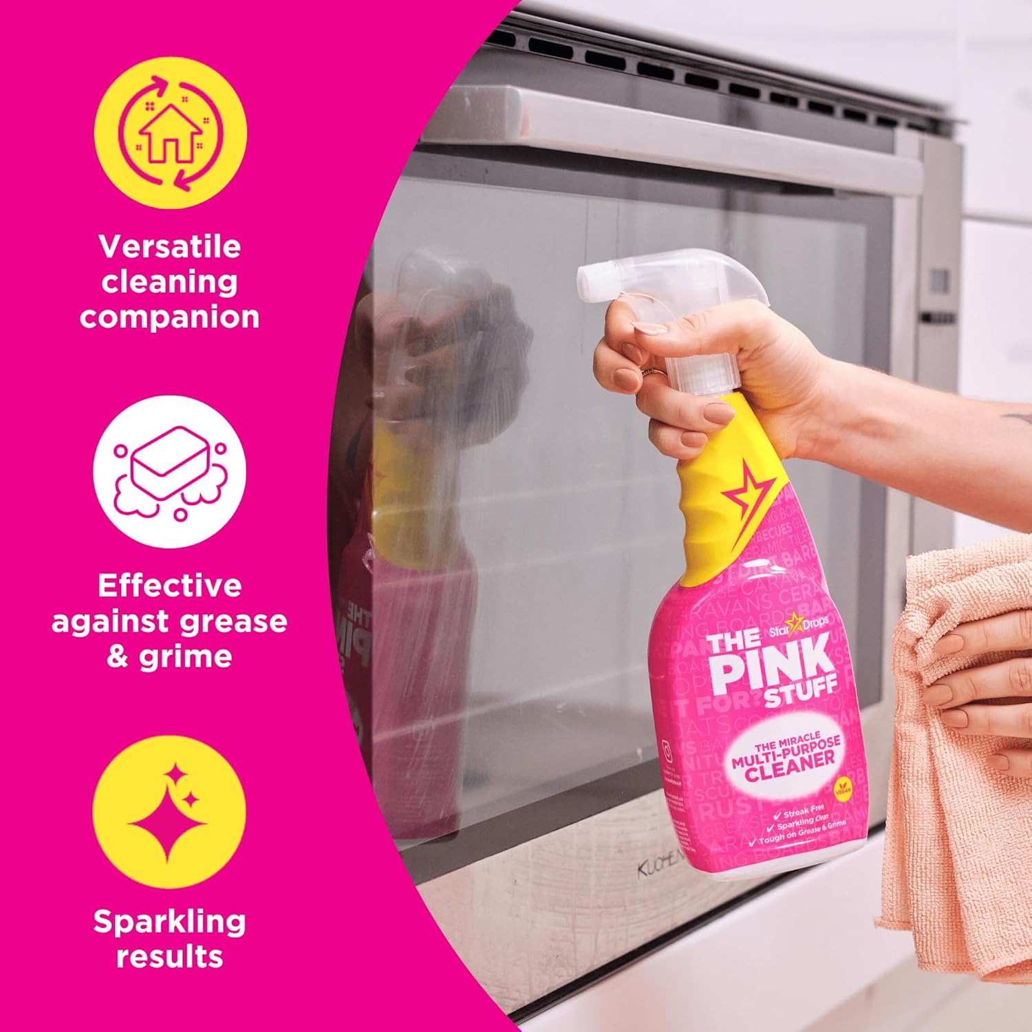 The Pink Stuff Miracle Multi-Purpose Cleaner Spray, 30 fl oz – Now 20% More! Powerful All-Purpose Cleaning Solution for Kitchens, Bathrooms, Floors & More – Cuts Through Grease & Grime with Ease - Image 4