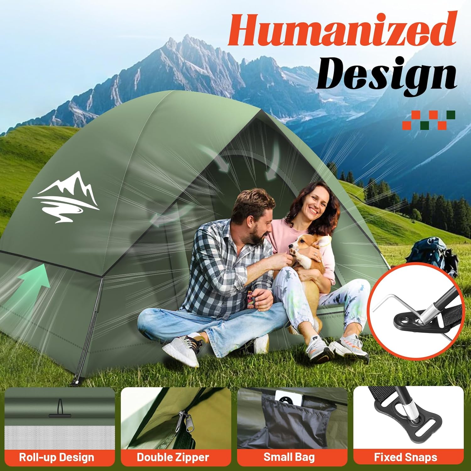 Tents for Camping 3-4 Person with Rainfly, Camping Tents Waterproof Windproof, Not Crowded for 2 Person Camping Tent, Outdoor Dome Tent Easy Setup, Backpacking Tent for Adventure Backyard - Image 3
