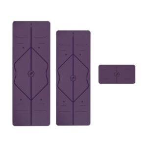 LIFORME Original Mat & Travel Mat & Yoga Pad Bundle Pack – Patented Alignment System, Eco-Friendly, Non-Slip Warrior-Grip, Made with Natural Rubber, Thick, Sweat Resistant, Comfortable – PURPL/PUR/PUR