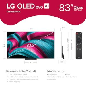 LG 83-Inch Class OLED evo AI 4K C5 Series Smart TV w/Dolby Atmos, Dolby Vision, HDR10, AI Super Upscaling 4K, Filmmaker Mode, Wow Orchestra, Alexa Built-in (OLED83C5PUA, 2025)