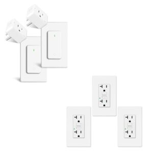 Remote Control Outlet+GFCI Outlet 20 Amp Non Tamper Resistant,Greencycle 3Pack Gfi Electrical Outlet 20A with Led Indicator,Electric GFCI Receptacle with Screwless Wall Plates,GFCI Plug ETL Listed,Ind