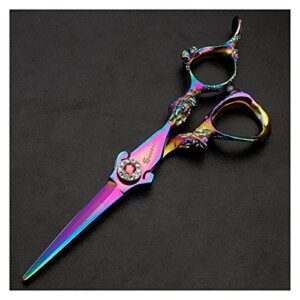 Shears for Hair Cutting Barber Scissors, Hairdressing Scissors, Beauty Scissors, Special for Hairdressers Hair Cutting Kit (Color : 2PCSsilvery) (Marfíl) (Azul Oscuro b) (5.5 Inch Purple B)