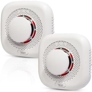 Smoke Alarm 2 Pack,Smoke Detector for Home with Test Button & Silence Button,Fire Alarm with LED Indicator,Ionization Smoke Alarm Battery Operated