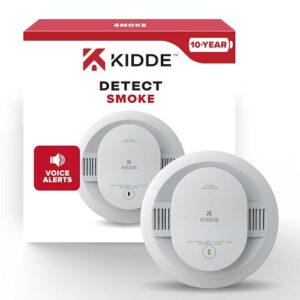 Kidde Smoke Detector, 10-Year Battery Powered, Voice Alerts, LED Warning Light Indicators, 20SD10-V