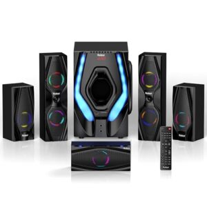 Bobtot Surround Sound Systems Home Theater System – 1200 Watts Peak Power 10″ Subwoofer 5.1/2.1 Wired Audio Stereo Speakers Strong Bass with ARC Optical AUX Bluetooth Input