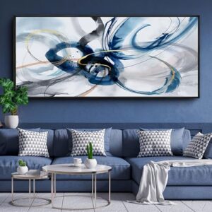 KLAKLA Abstract Wall Art 86×39 Inches – Huge Canvas Picture Wall Decor Living Room Oversized Artwork for Walls Bedroom Office Decoration Modern Frame Wall Art