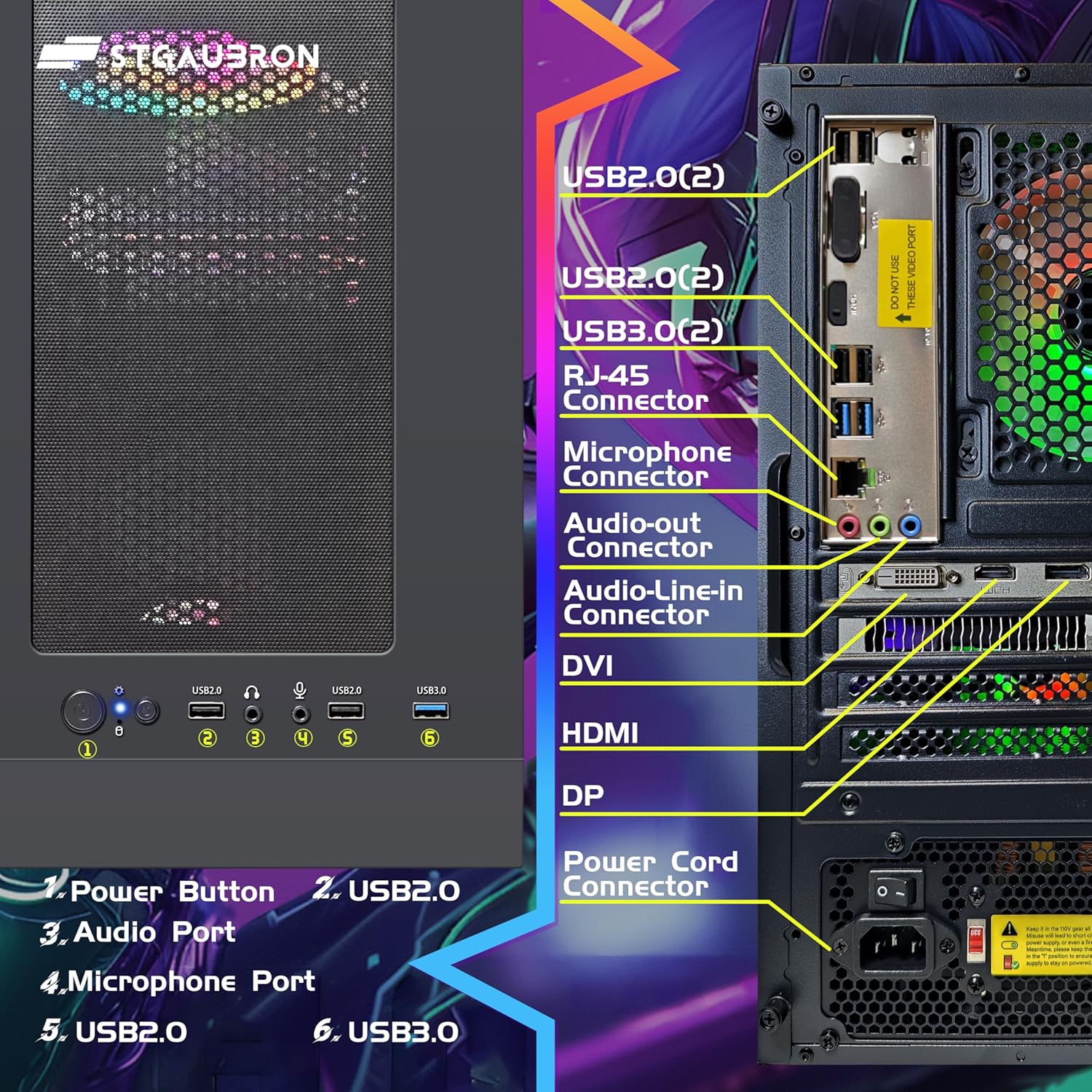 STGAubron Gaming PC Computer Desktop, Radeon RX 560 4G GDDR5, Intel Core i5 up to 3.6G, 16G RAM, 512G SSD, WiFi 6, BT 5.0, RGB Fan x 3, Windows 11 Home - Image 7