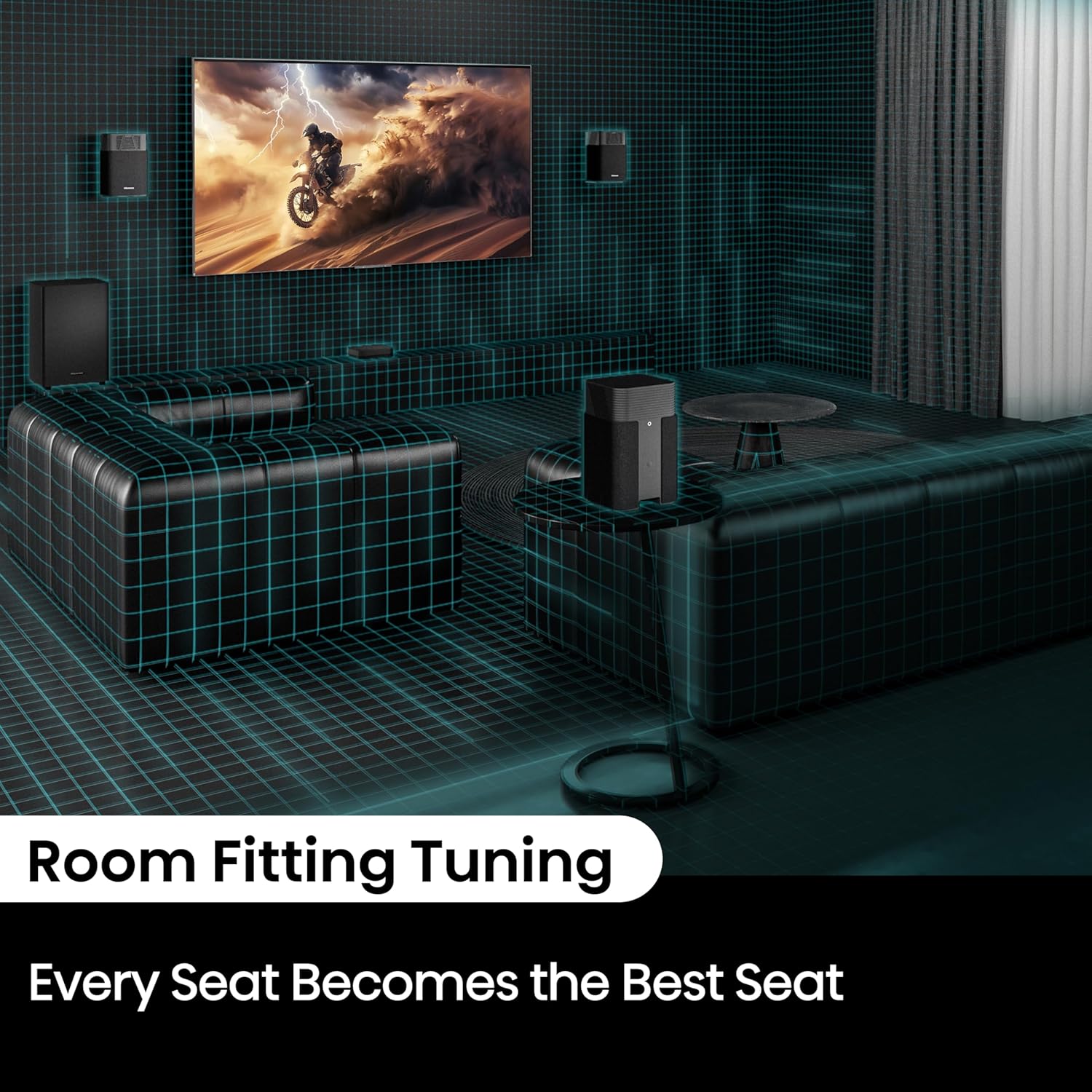 Hisense HT Saturn 4.1.2Ch Sound Bar with Wireless Subwoofer, Dolby Atmos, DTS:X, Bluetooth 5.3, EzPlay, 4K HDMI Pass Through, Roku TV Ready, HDMI/AUX/ARC/Optical/USB, 5 EQ Modes, Hi Concerto - Image 8