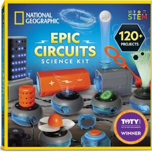 National Geographic Circuit Maker Kit – Electronics Kit for Kids with 120 Electrical Circuit Projects, Electric Circuit STEM Toy, Electronic Projects, Electrical Circuit Kit for Kids, Electricity Kit