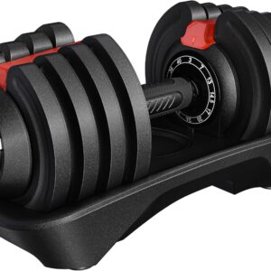 Yaheetech Adjustable Dumbbell Set 28/40/52.5/90LBS Adjustable Dumbbells Fast Adjust Dumbbell Weight Set with Anti-Slip Handle and Tray for Men/Women Home Gym Strength Training Equipment Single/Pair