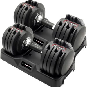 CAP Barbell ADJUSTABELL Adjustable Round Dumbbell Weights – Singles & Pairs | 12.5 lb, 25 lb & 55 lb | Multiple Handle Options