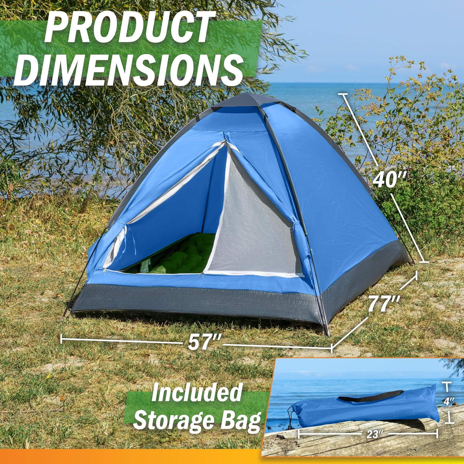 2 Person Camping Tent with Rain Fly and Carrying Bag - Image 2