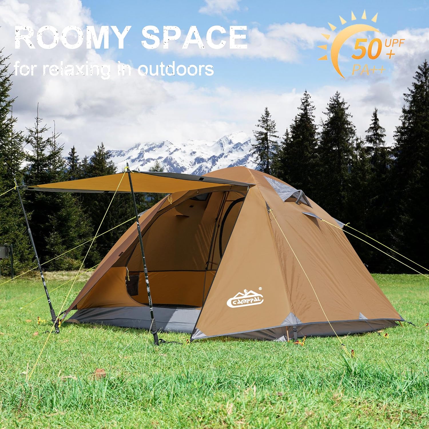 2-3 Person Backpacking Tent with Double Door 2 Vestibule, Waterproof Windproof Lightweight Easy Set Up 3 Season 2 Man Two Person Tent for Camping, Hiking, Motorcycle, Mountaineering with UPF 50+ - Image 2